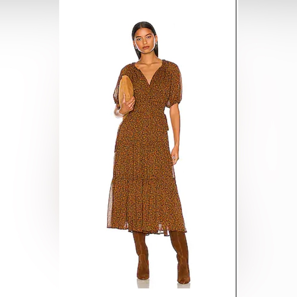 ASTR the Label - GARDEN STATE DRESS IN BLACK & RUST DITSY